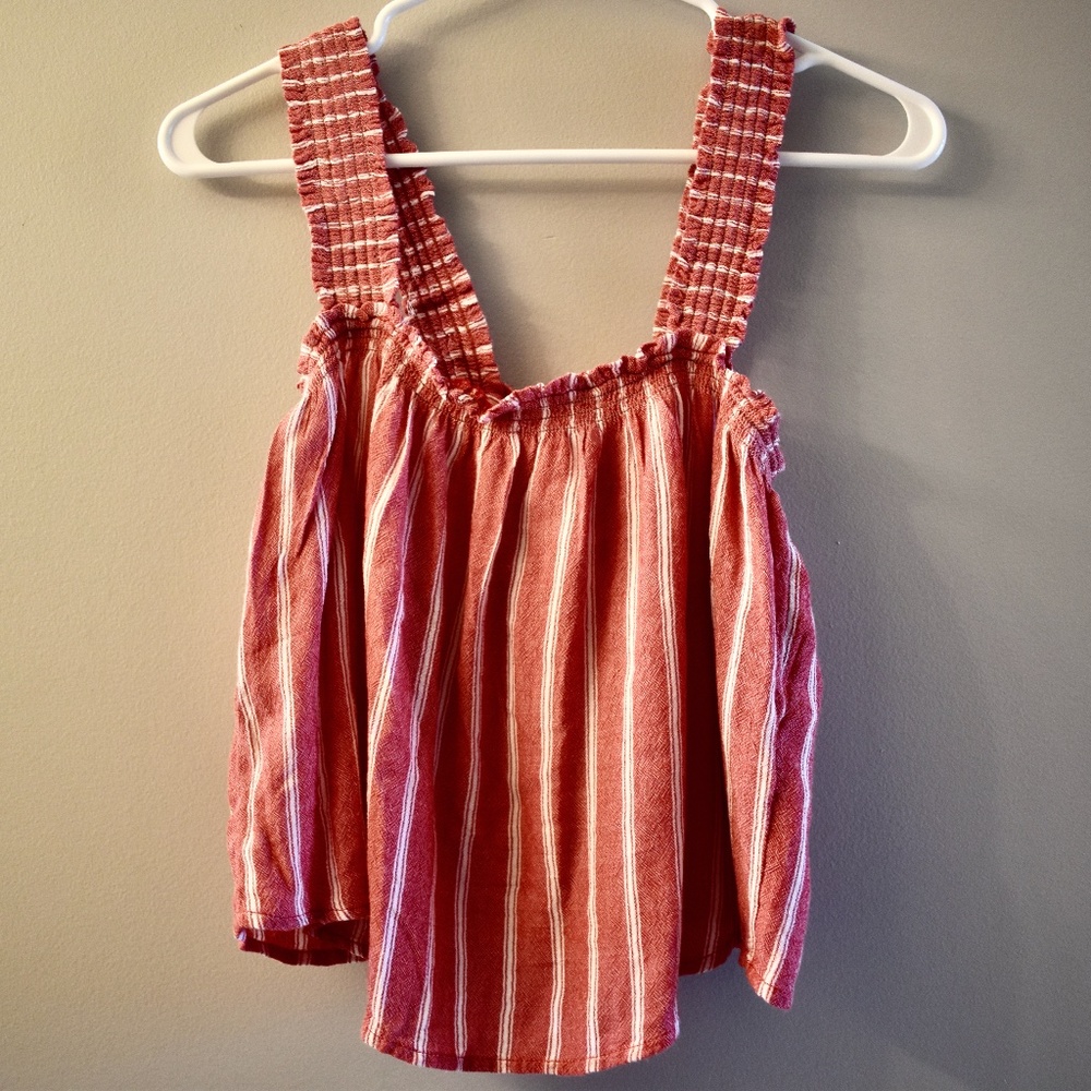 Red and White cropped shirt